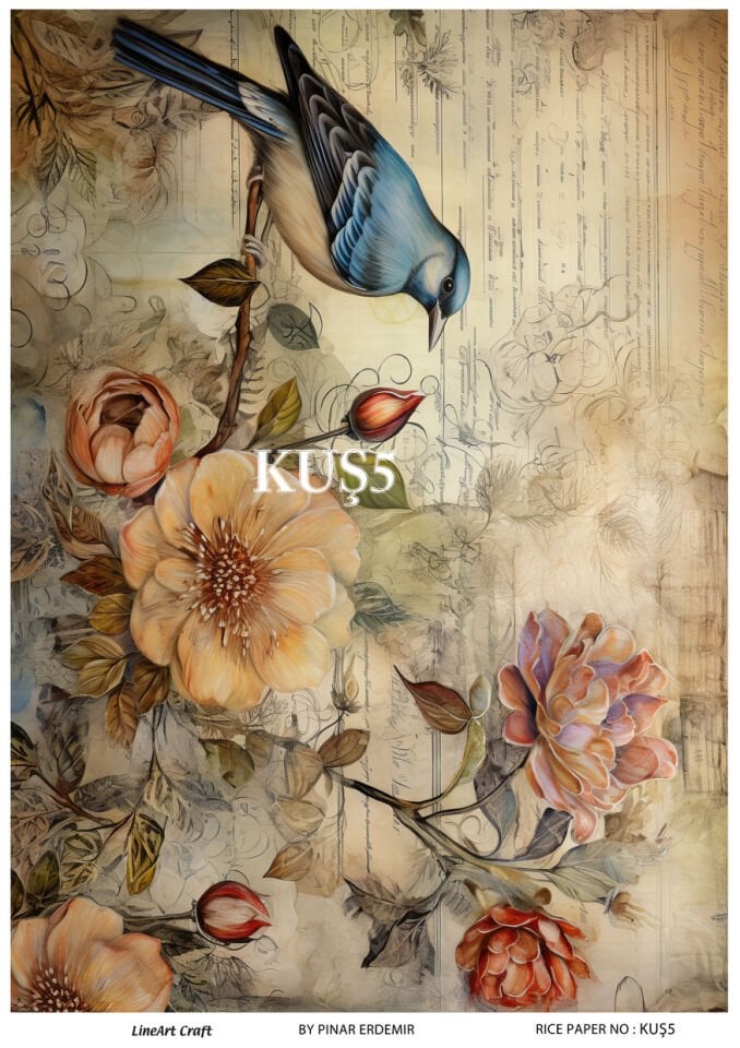 LİNEART PİRİNÇ DEKOPAJ KUŞ5