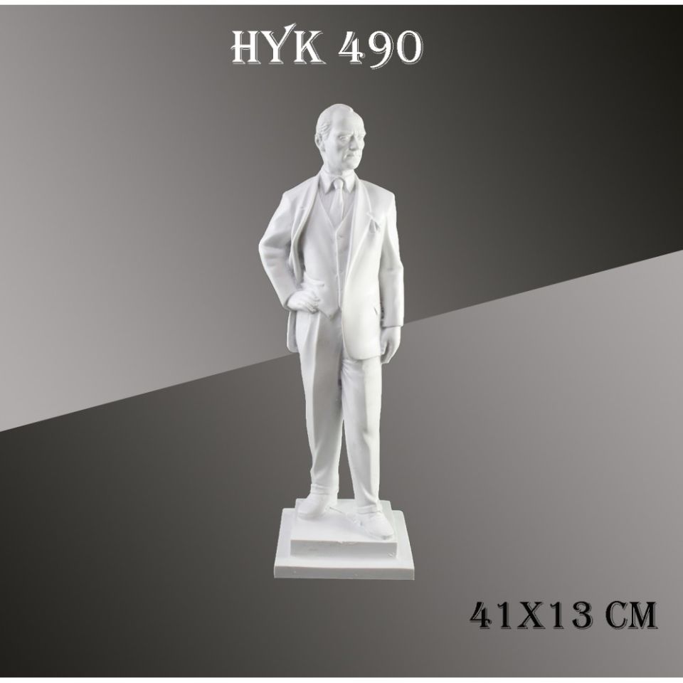 HYK490 - TAKIM ELBİSELİ ATATÜRK HEYKELİ 41X13 CM Polyester