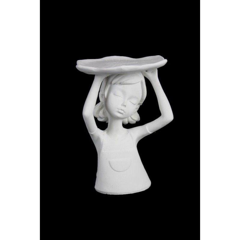 HYK571 - KAFASINDA TEPSİ TUTAN KIZ 20X15 CM  Ham Polyester