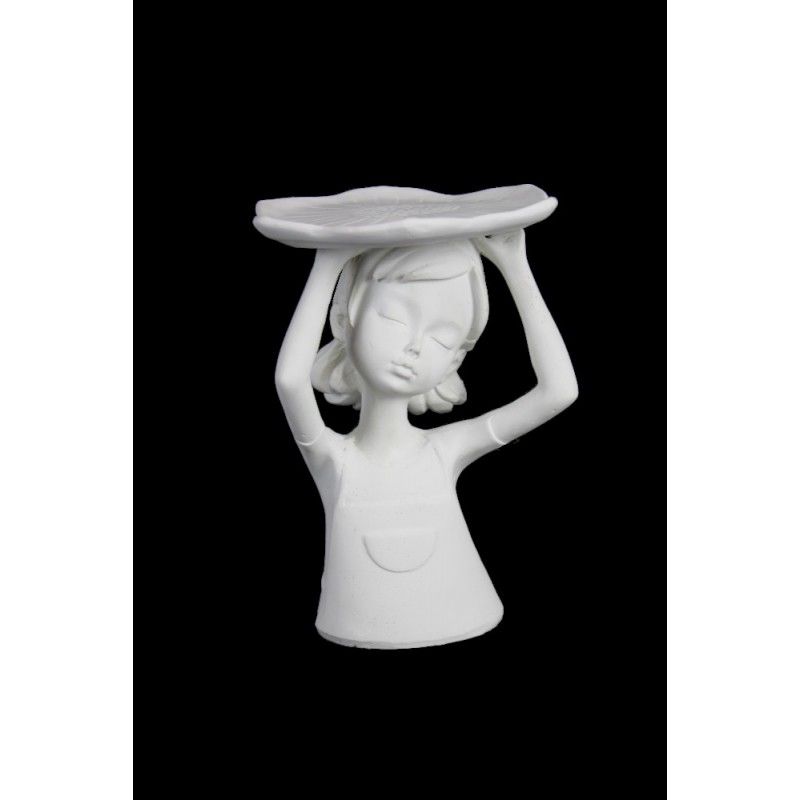 HYK571 - KAFASINDA TEPSİ TUTAN KIZ 20X15 CM  Ham Polyester