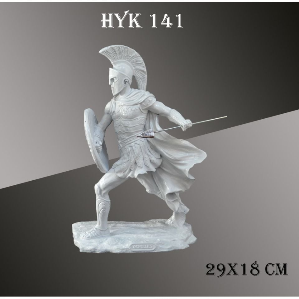 HYK141 - ACHİLLES MIZRAKLI SAVAŞÇI 29X18CM  Ham Polyester