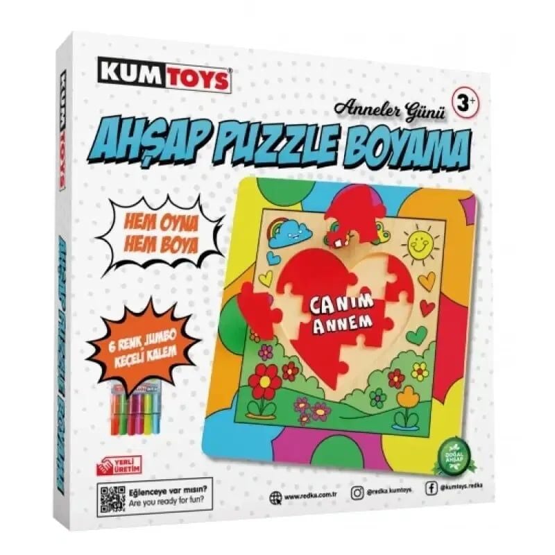 Kumtoys Ahşap Puzzle Boyama