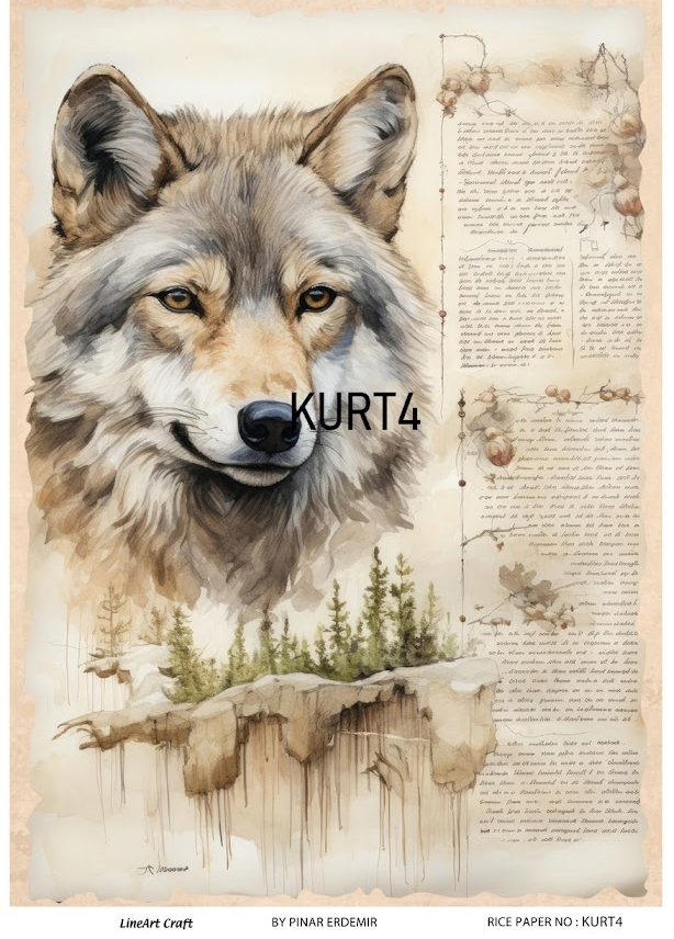 LİNEART PİRİNÇ DEKOPAJ KURT4