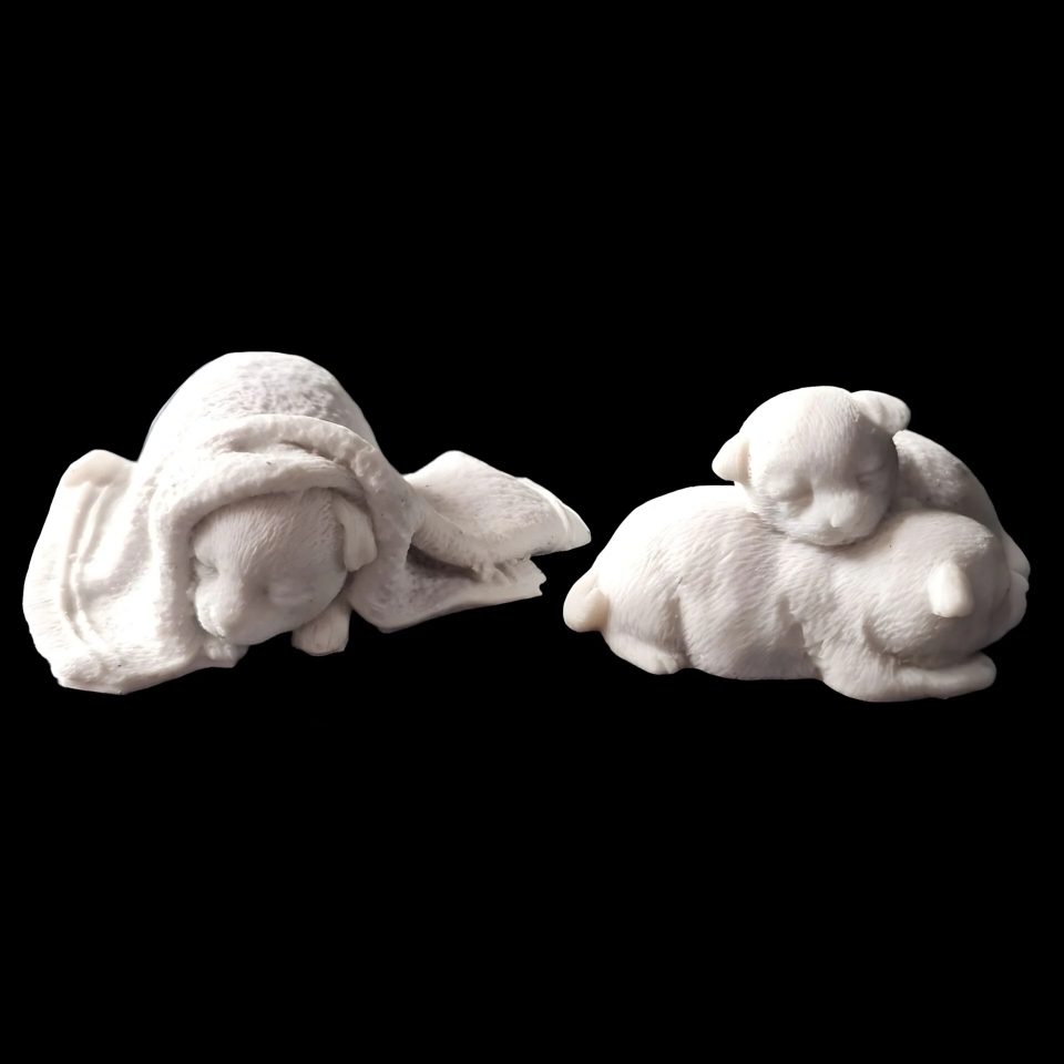 Ob 1876 - 2 Li Minicik Köpek Ham Polyester Obje Polyester