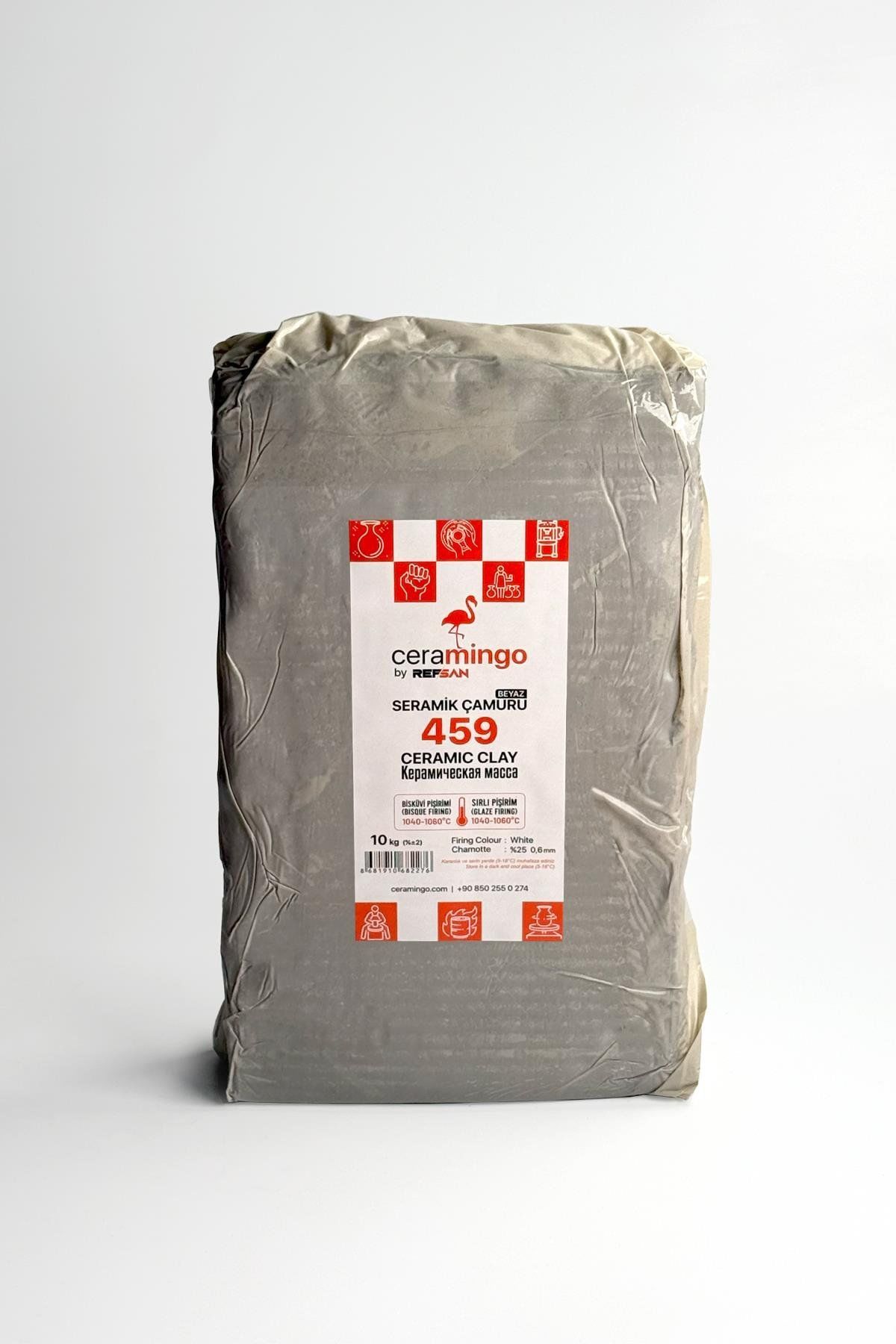 459 Şamotlu Beyaz Seramik Çamur Vakumlu 10 kg