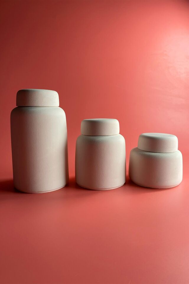 Refsan Kapaklı Kavanoz Seramik Bisküvi  SET (R20824)