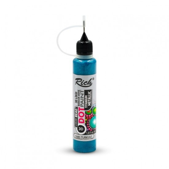RİCH 3D LİKİT BONCUK BOYA 40ML METALİK - TURKUAZ