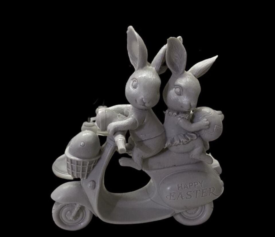 Motora Binen ikili Tavşan Ham Polyester Obje 26x23cm