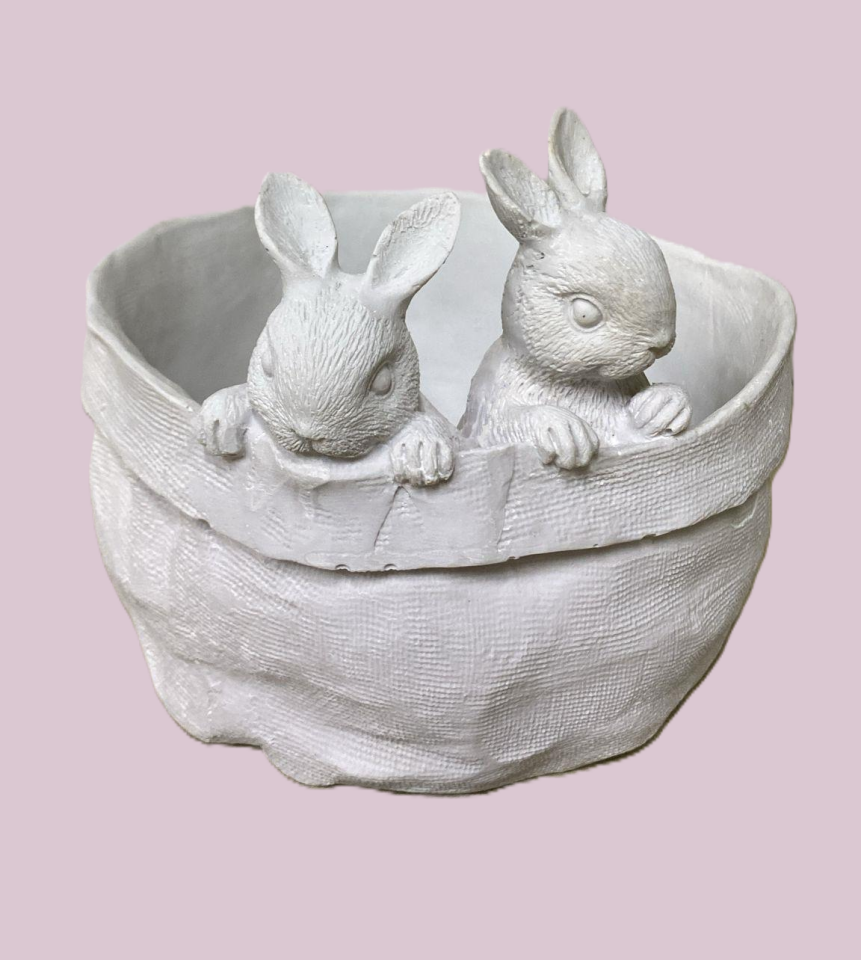 ÇUVAL SEPETTE TAVŞANLAR 15X18 CM