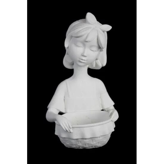 ÖNÜ SEPETLİ KIZ HAM POLYESTER OBJE 34X20 CM