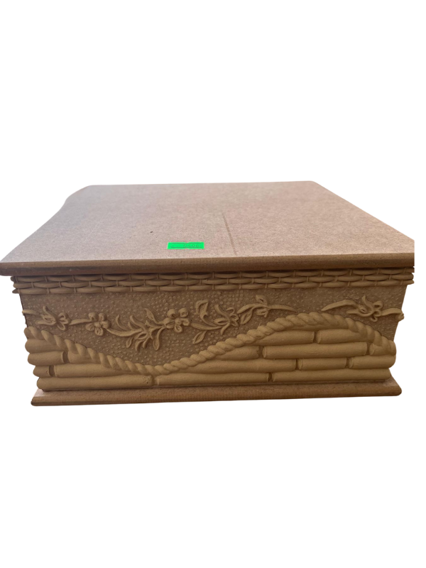 AHŞAP KARE APLİK KUTU TUĞLA ÇİÇEK 23X23X9,5CM