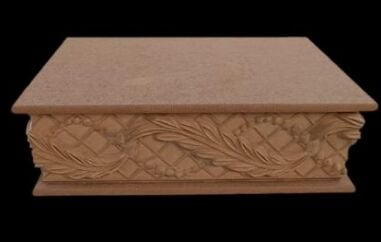 AHŞAP KARE APLİK KUTU YAPRAKLI BONCUKLU 23X23X9,5CM