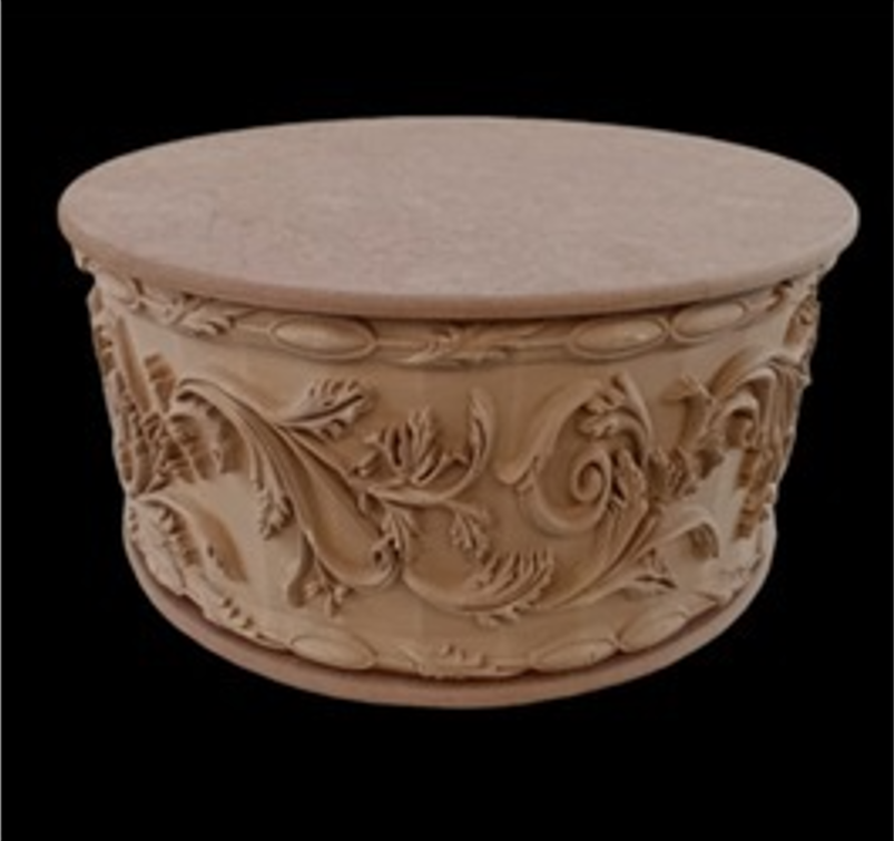 YUVARLAK APLİK KUTU BÜYÜK YAPRAKLI DALLI 32X15CM