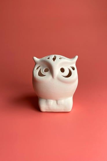 REFSAN Baykuş Mumluk - Seramik Bisküvi (R21371)