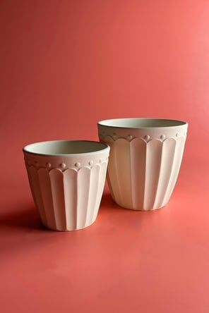 Lotus Saksı - Seramik Bisküvi(R24178) 2Lİ BÜYÜK