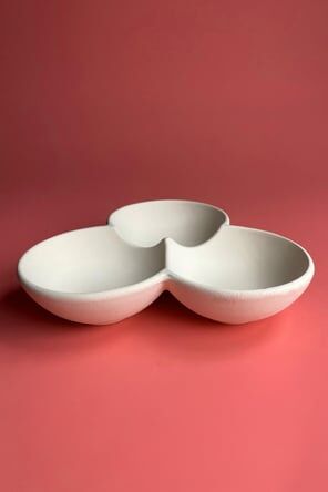 3lü Yuvarlak Çerezlik- Seramik Bisküvi(R24163)