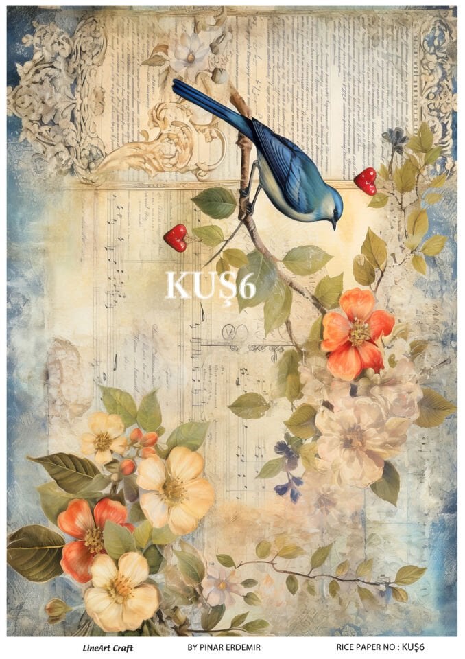 LİNEART PİRİNÇ DEKOPAJ KUŞ6