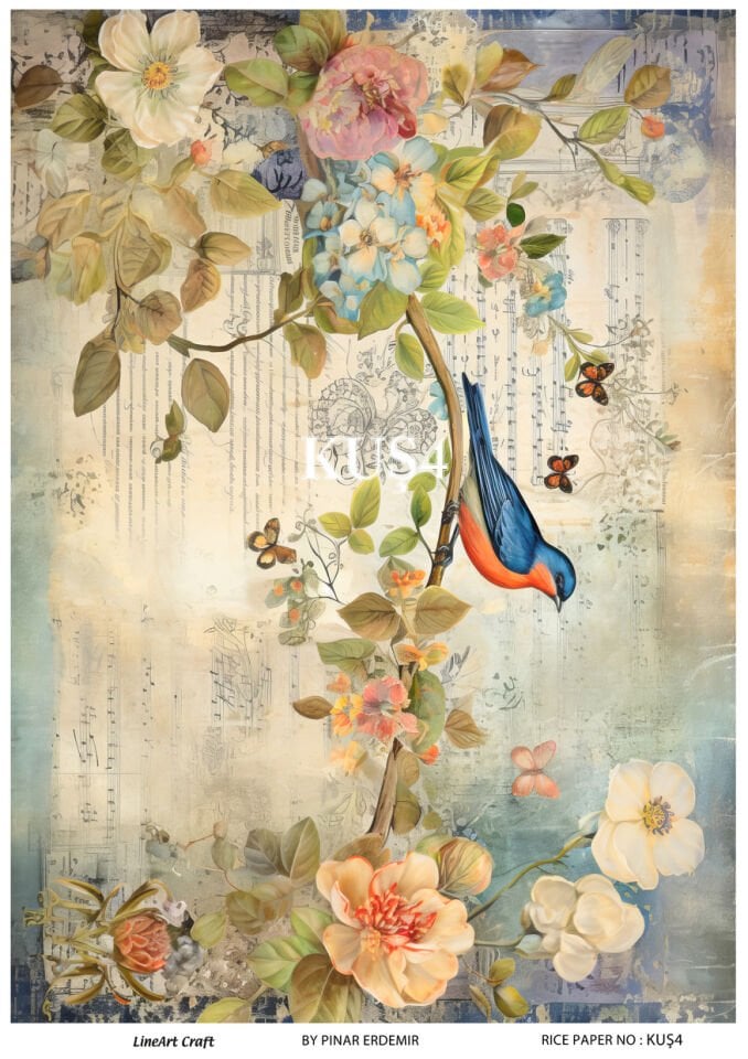 LİNEART PİRİNÇ DEKOPAJ KUŞ4